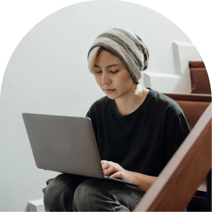 Girl using laptop